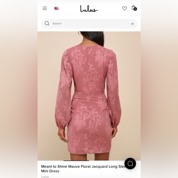 Lulu's Meant to Shine Mauve Floral Jacquard Long Sleeve Mini Dress! Size xl! - Picture 2 of 6